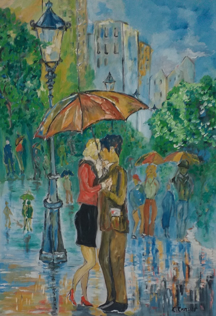 Terassencafe, Öl auf Leinwand, 75cm x 115cm
